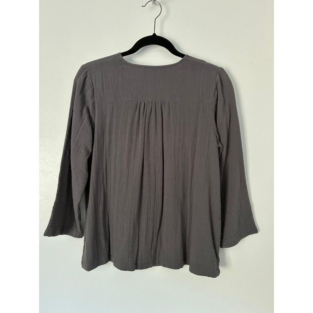 NEW Gudrun Sjoden Gray 3/4 Sleeve Organic Cotton Button Close Blouse Size S - Picture 7 of 10